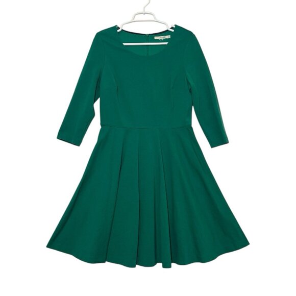 Boden Women’s Ponte Dress Size 10 R Green Lined 3/4 Sleeves Stretch Christmas - Picture 2 of 12